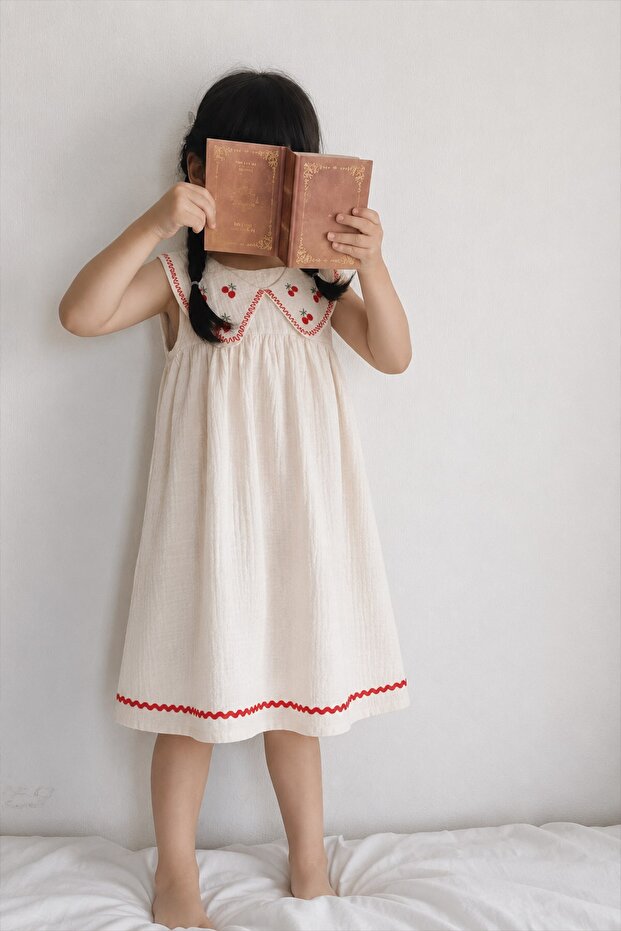 Muslin Embroidered Dress 2-5 Years Natural