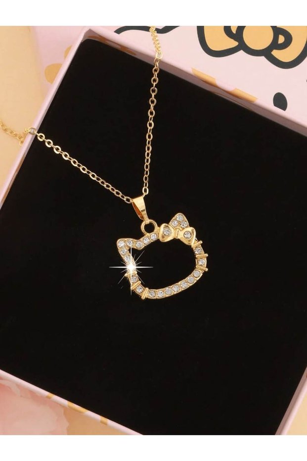 Hello Kity Stone and Steel Necklace