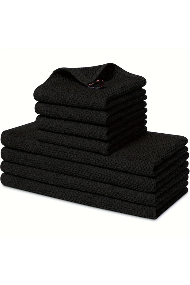4Pcs black 4/6/8/10 Pcs, 28Cm×28Cm, 35Cm×70Cm, 100% Pure Cotton Kitchen Towel Set, Ultra-Soft and Hi