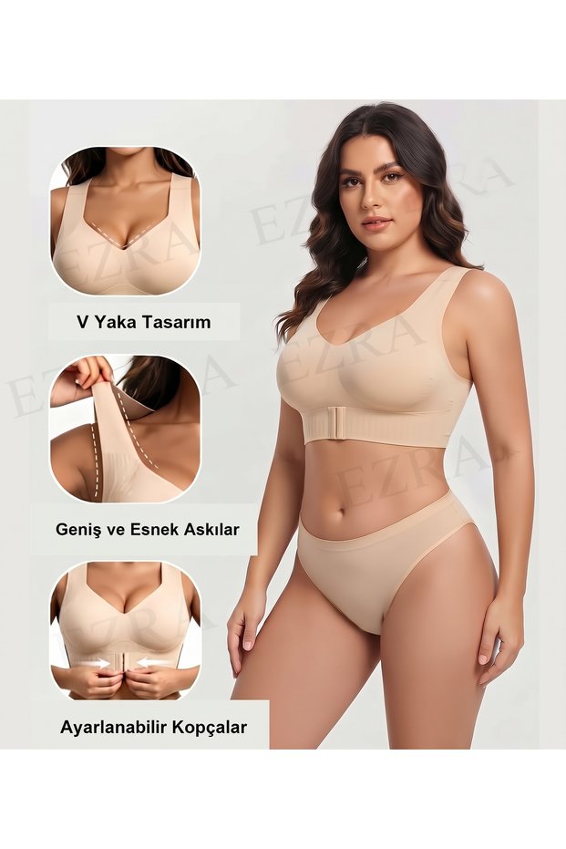 Women's Upright Posture Support Seamless Corset Bra with Back Support and Adjustable Clasp Bustier
