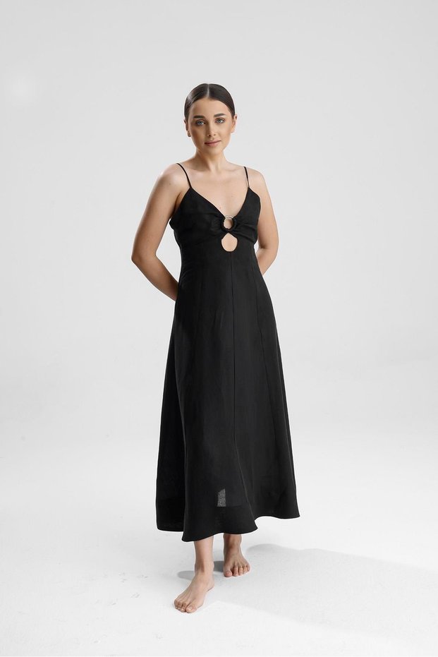 Alvina Strap Long Linen Dress