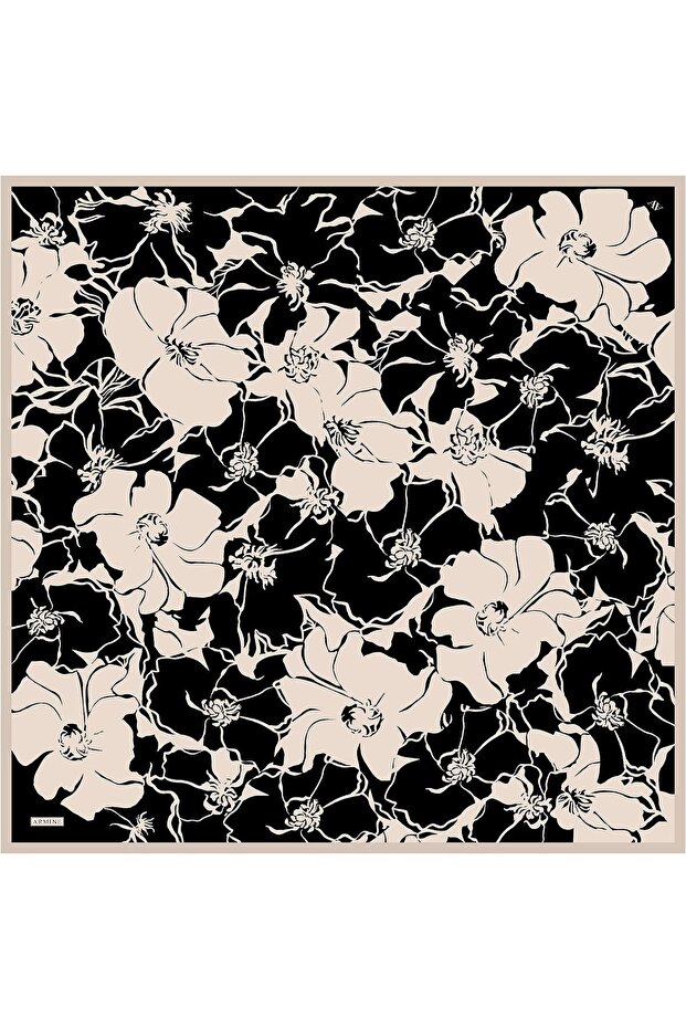 Silk Scarf 2025 Summer - 9344-39 Black Stone Sura