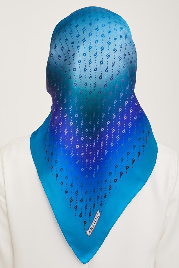 Silk Scarf 2024 Winter - 9003-51 Blue Twill