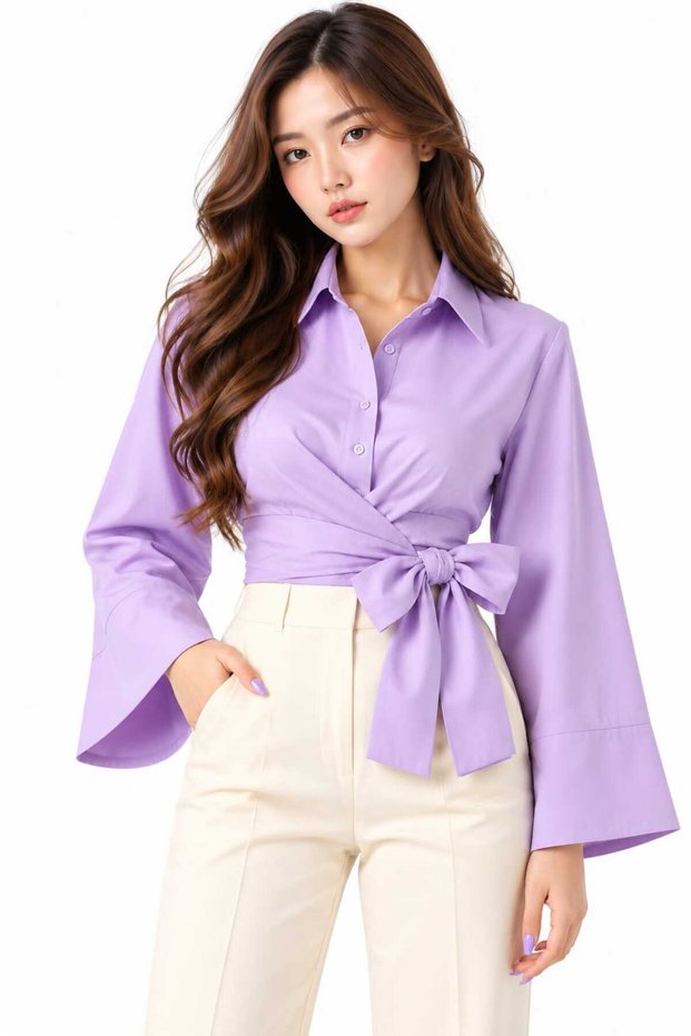 Tie-Up Shirt Trendy Buttoned Shirt