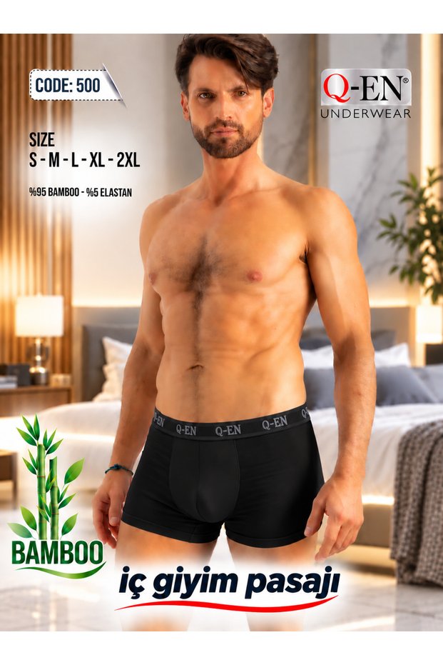 Underwear Passage Men's Bamboo Boxer 500 Black