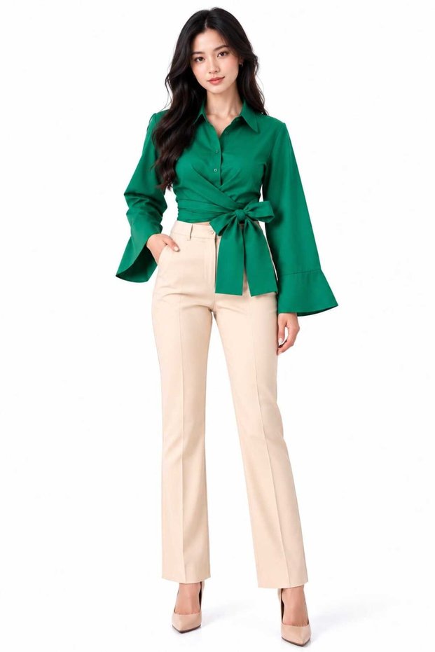 Tie-Up Shirt Trendy Buttoned Shirt