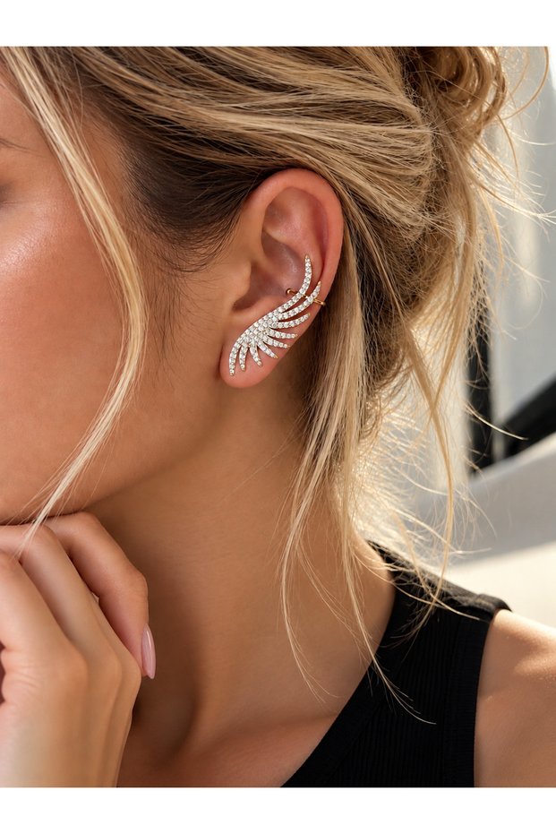 Stone Wing Ear Cuff Earring