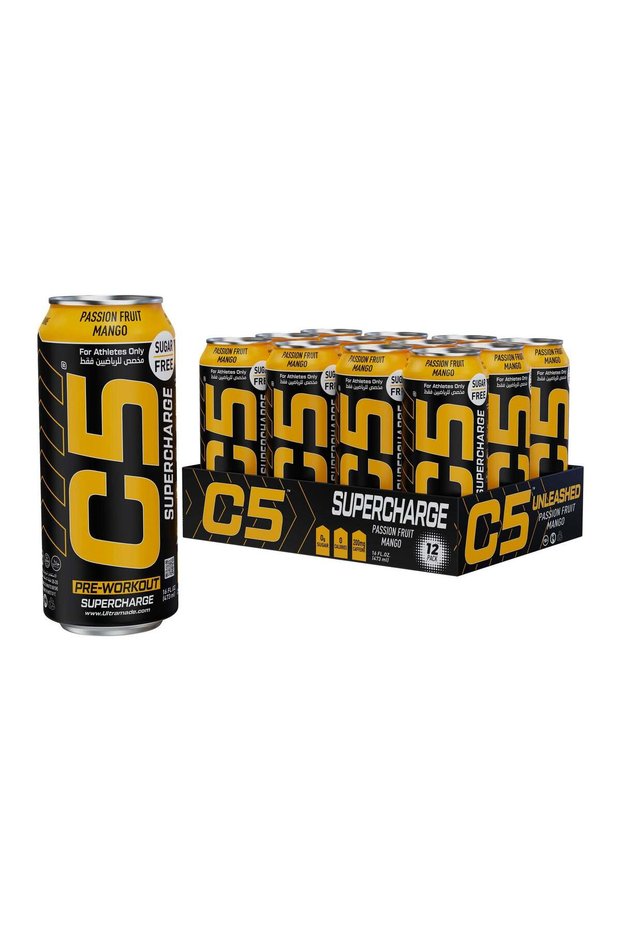 Recovery Drink Supercharge Passion Fruit Mango Pre Workout Sugar Free, Zero Calories, 200mg Caffein