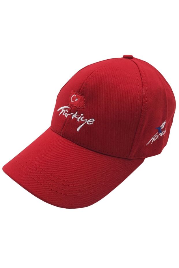 Red Adjustable Velcro Back Turkey Turkish Flag Embroidered Baseball Cap Hat