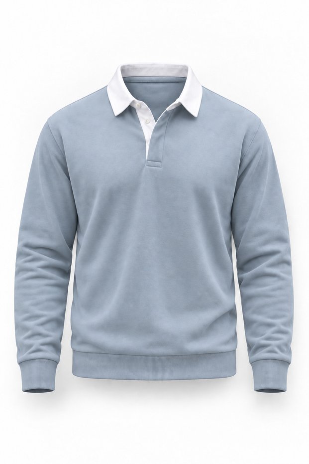 Luis Polo Collar Thessaloniki Knit Fabric Men's Sweatshirt - Cold Blue