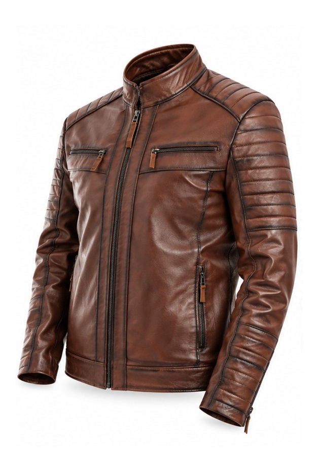 Derimont Embroidered Genuine Men's Leather Jacket