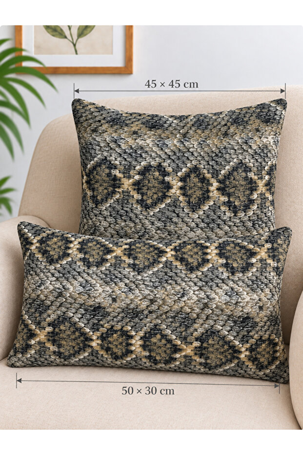 Green Black Beige Pattern Living Room Throw Pillow Cover 1 Piece