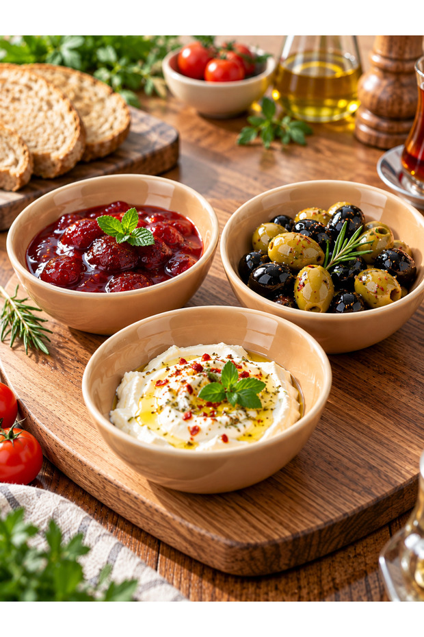 3 Porcelain Bowls - Snack and Breakfast Presentation Bowl