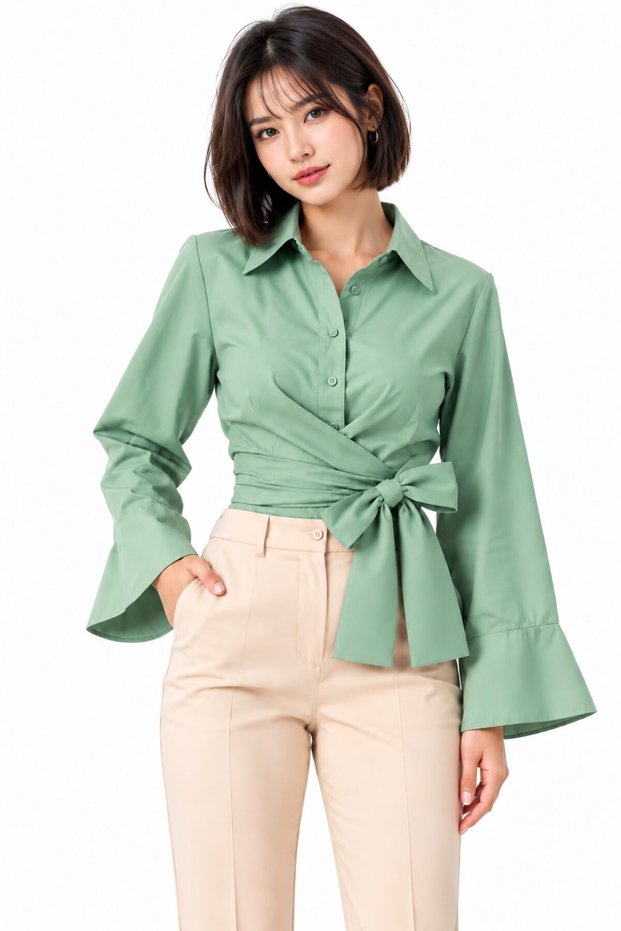 Tie-Up Shirt Trendy Buttoned Shirt