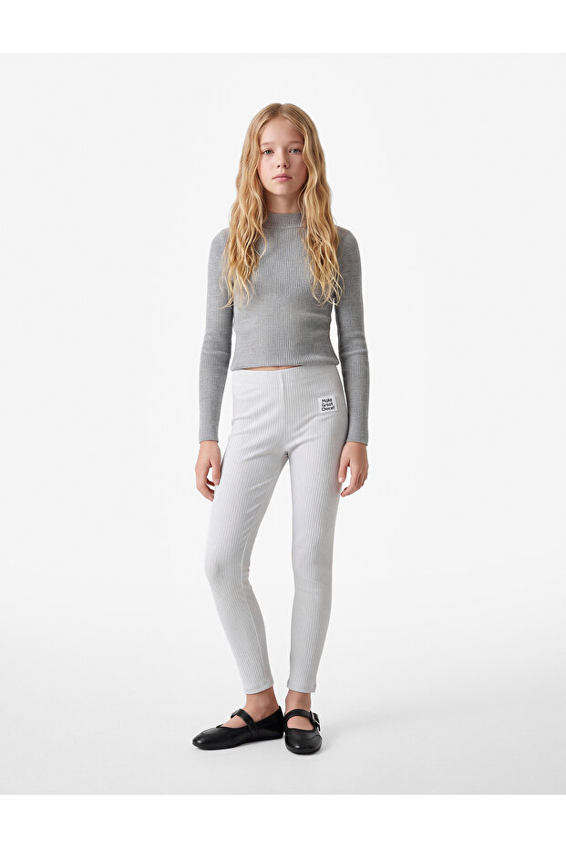 Cotton Camisole Rib Detailed Ankle Length Leggings