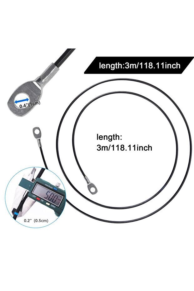 3m Heavy Duty Fitness Pulley Cable 98/118 Inch for Home Gym Pulley System Replacement Cable Durable