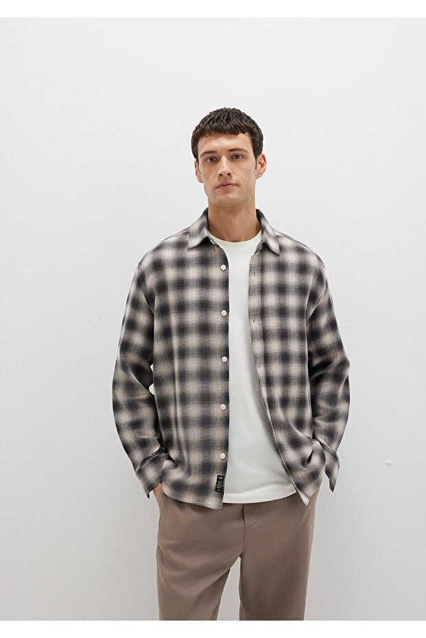 Checkered Gray Shirt Loose Fit / Loose Relaxed Fit 0211646-90858