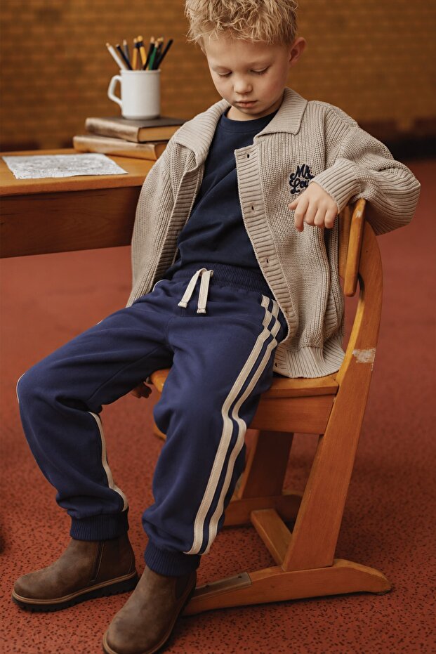 Stripe Detailed Tracksuit 2-10 Years Old Navy Blue
