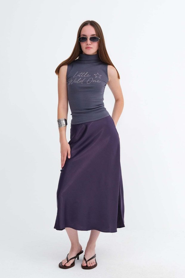 Satin Midi Skirt E16025-T3