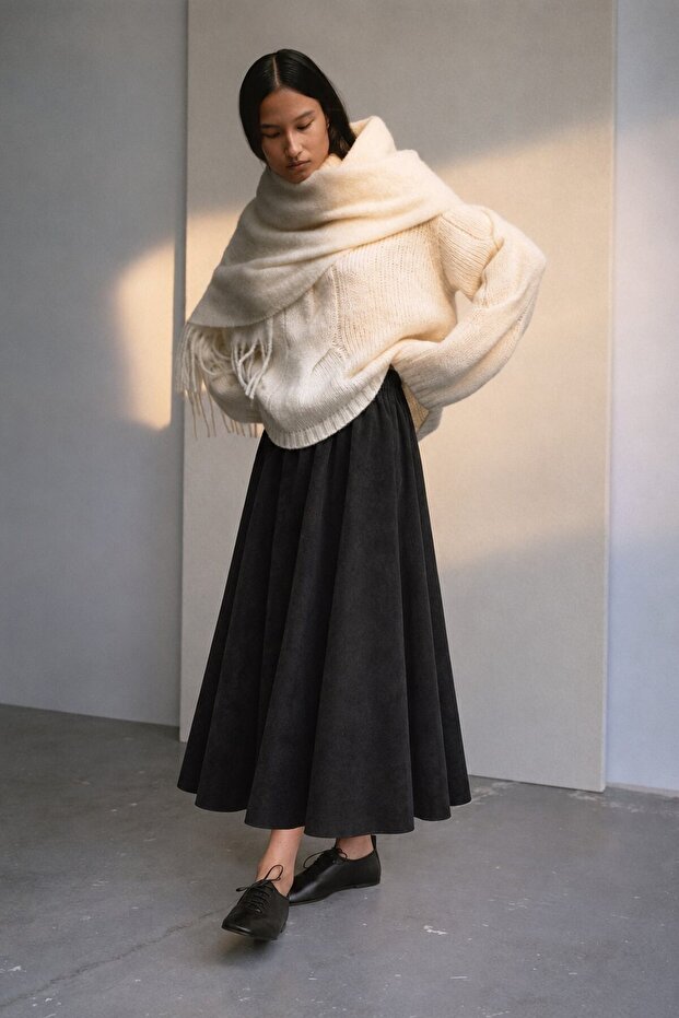 Suede Flared Skirt