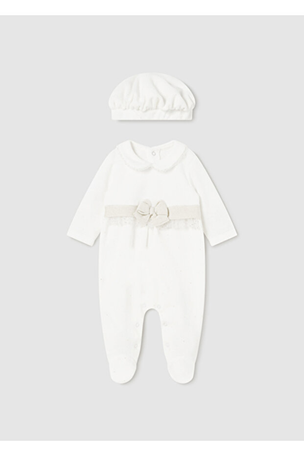 Baby Girl Velvet Jumpsuit with Hat