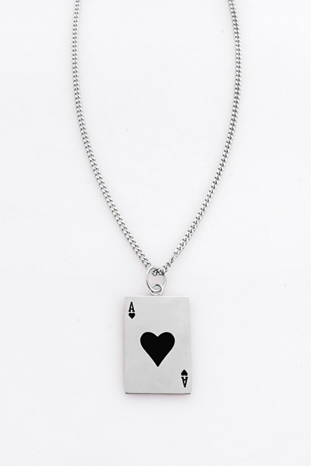 316L Steel Silver Poker Necklace