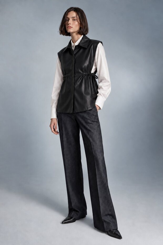 Leather Lace-Up Vest