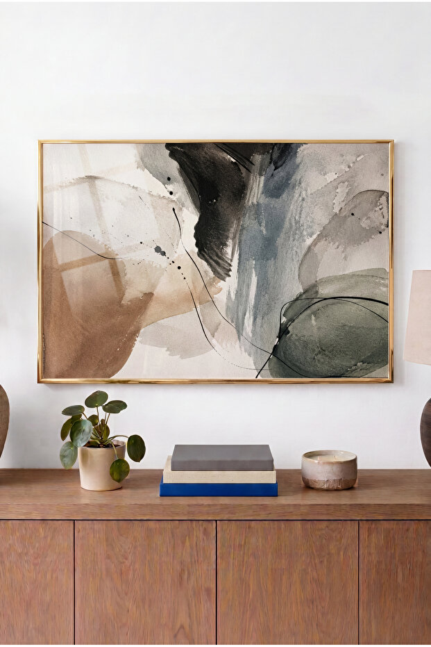 Chaotic Balance Horizontal Glass Table - Gold Metal Framed Table for Home, Business, and School