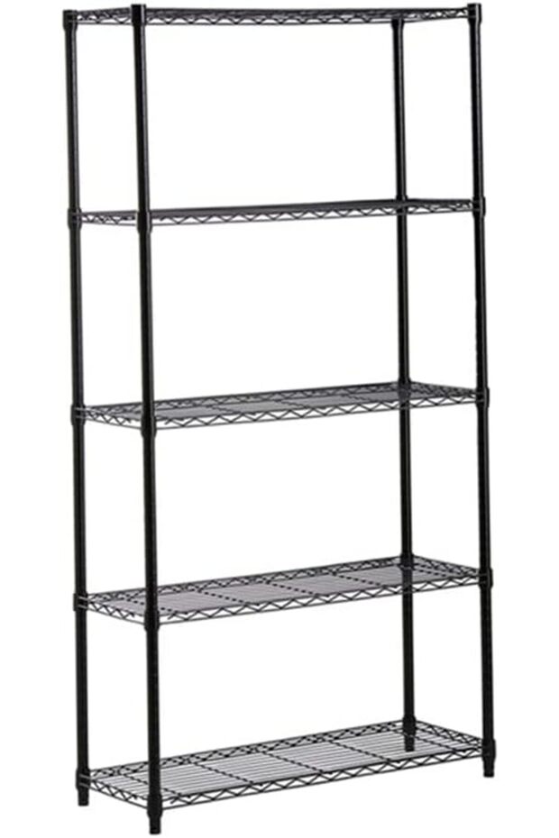 5-Shelf Storage Unit with Height Adjustable Shelves, Black