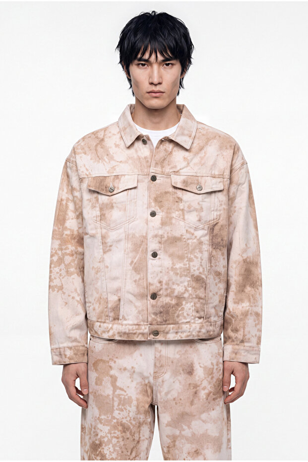 Men's Relax Fit Safari Jean Jacket Beige
