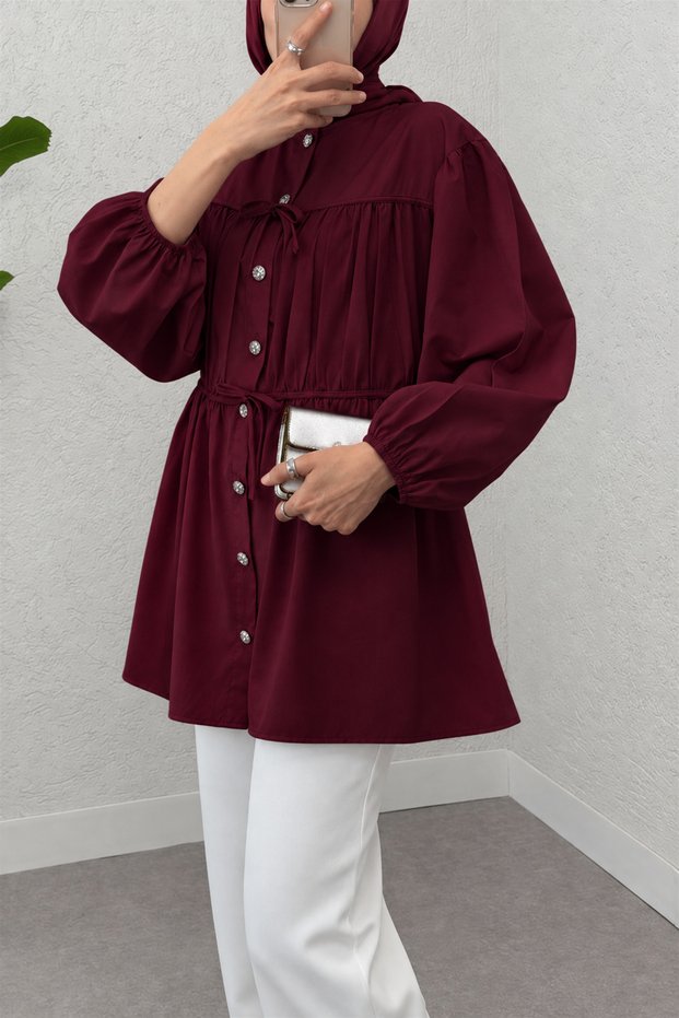 Boydan Ful Düğmeli Tunik