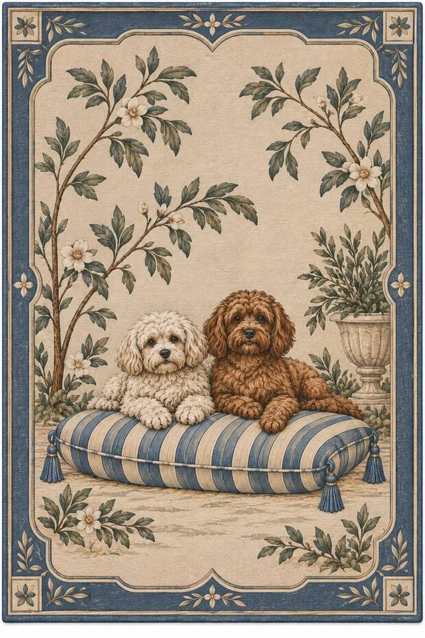 Eta Vintage Animal Figured Botanical Pattern Woven Base Decorative Carpet Eta4340