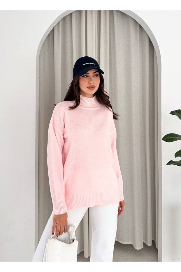 Women's Turtleneck Oversize Long Sleeve Soft Textured Knit Sweater
