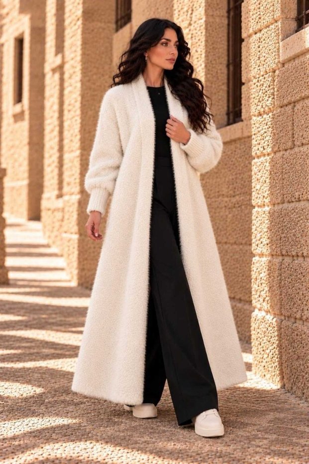 Women's oversized beard knit long cardigan