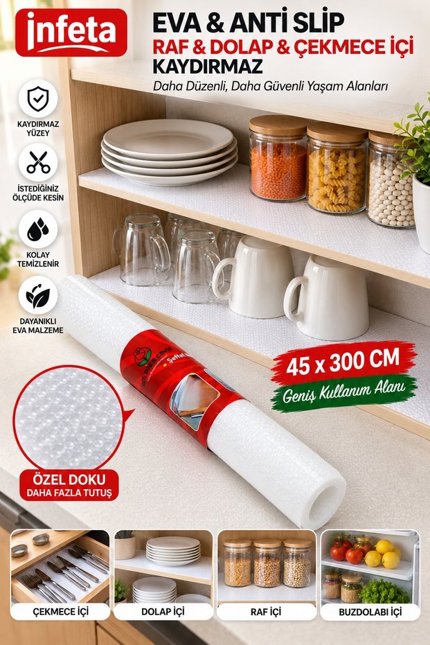 45X300 cm Eva Non-Slip Shelf Cabinet Drawer Cover Anti Slip Protective Mat