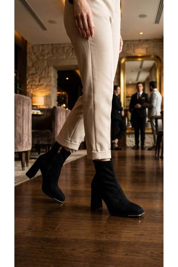 26K414-5 Black Suede Women's Winter Boots