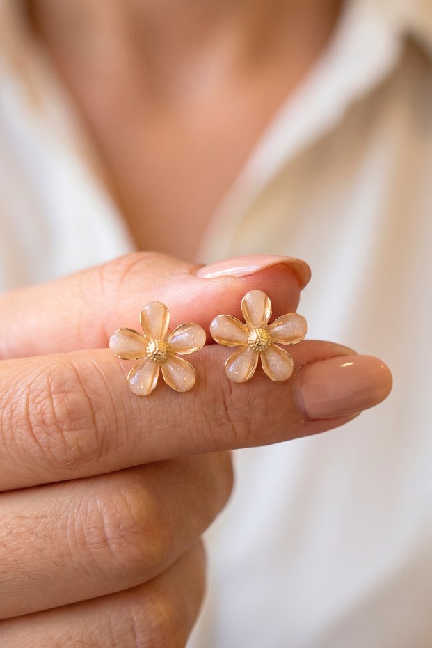 Women's Sparkling Glittery Colorful Flower Earrings
