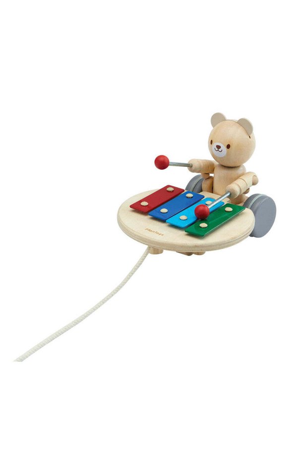 Pull-Along Musical Bear — Wooden Toddler Toy