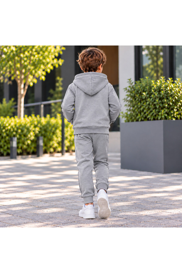 Boys' Zippered Hooded Rubberized Track Suit with Rubberized Legs