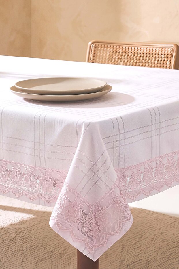 Powder Linen Effect Stain-Resistant Tablecloth 150X220 cm