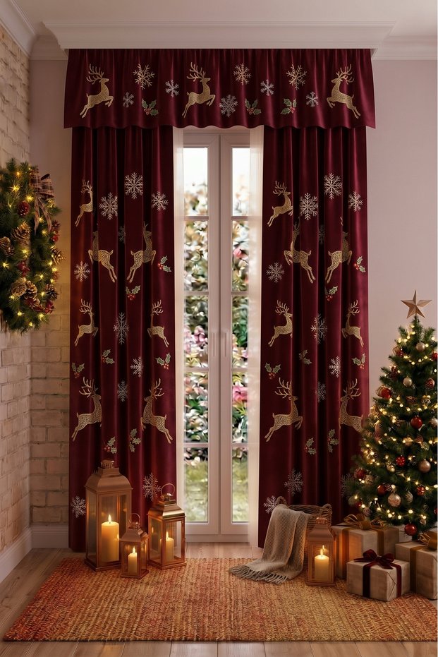 New Year's Special Colored 2-Wing Decorative Background Curtain Collection