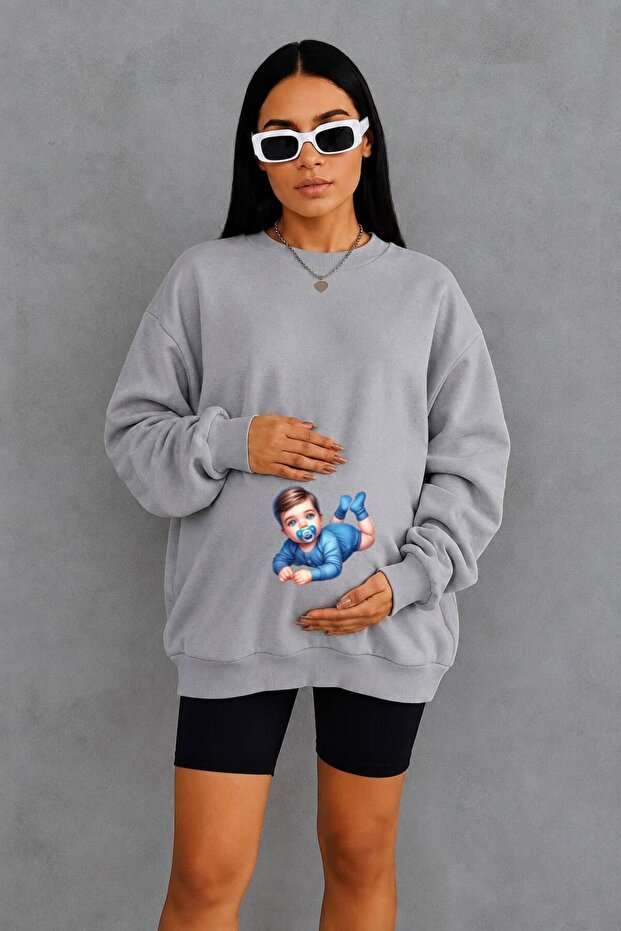 3 Yarn Combed Cotton Retired Baby Printed Pregnant Sweatshirt Jw3