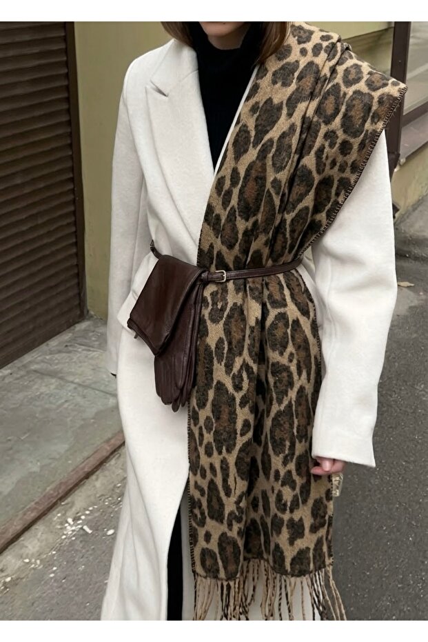 Leopard Patterned Shawl Scarf