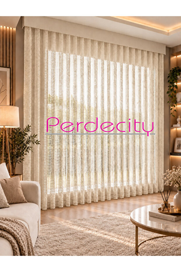 Luxury Mesh Cream Tulle Curtain, Modern and Aesthetically Pleasing, Straight Cut (Extra Foam), Suitable for Any Room.