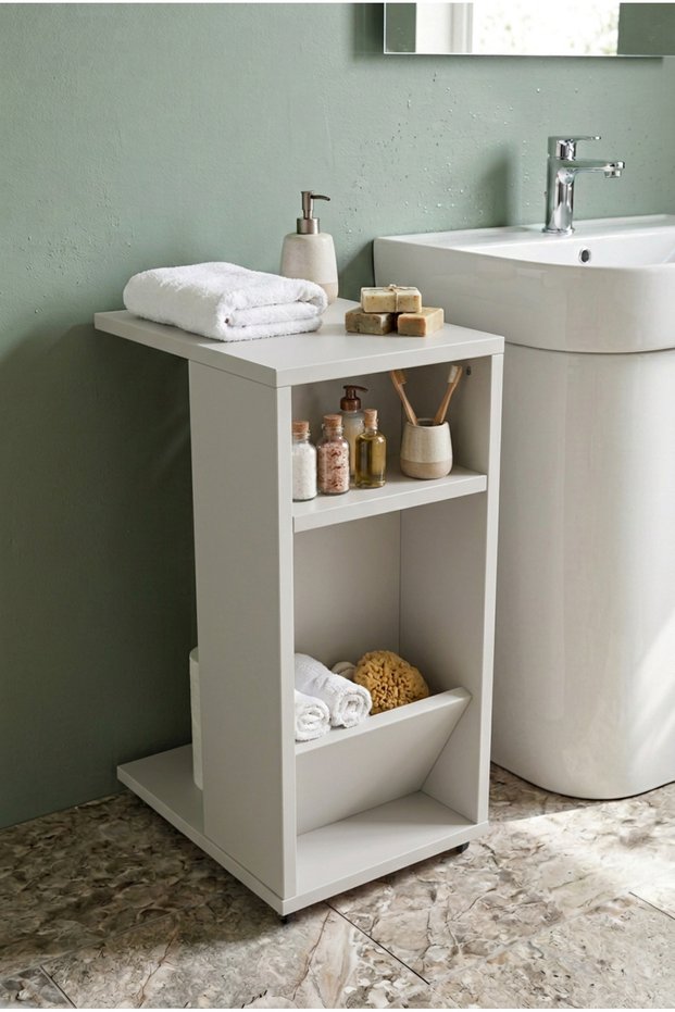 Multi-Purpose Bathroom Stand with Wheels and Shelves Toilet and Washing Machine Side Shelf Bathroom Organizer