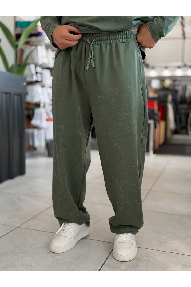 Khaki Washed Pipe Leg Sweatpants Rsp