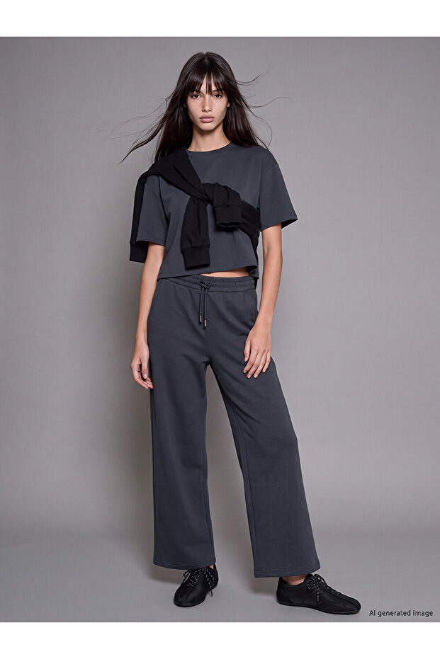 Two Mt Shop Quality Xside Anthracite Interlock Plain Standard & Regular Women's Sweatpants