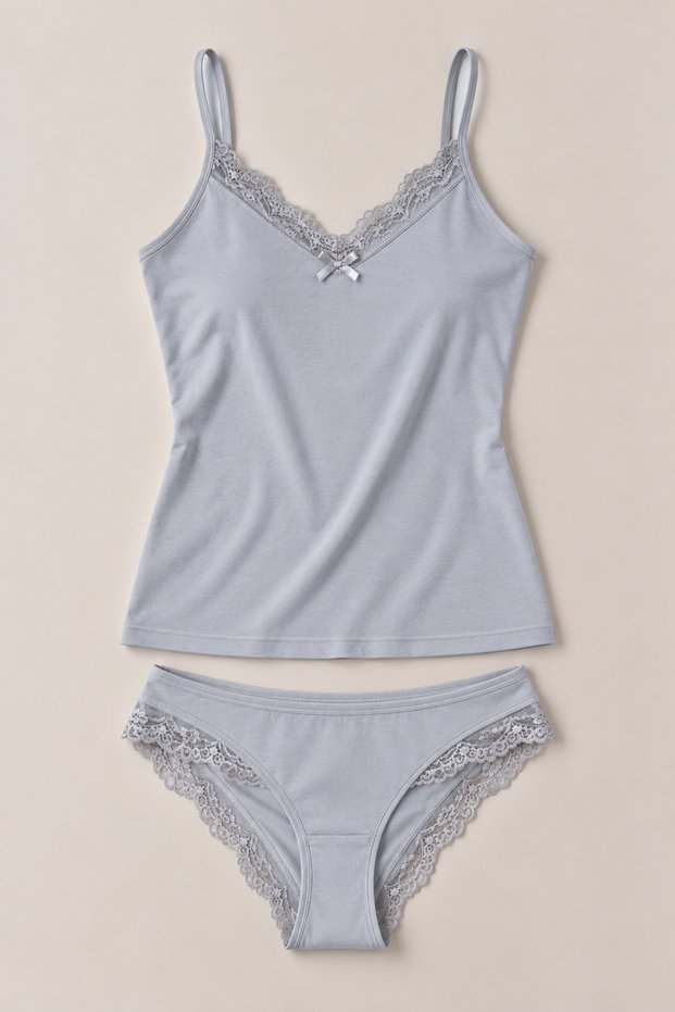 Women's Lace Rope Strap Cotton Athlete Panties Underwear Set Blue