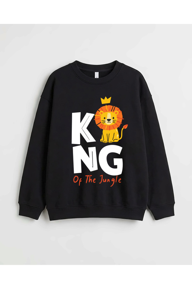 Lion print premium crew neck long sleeve sweatshirt