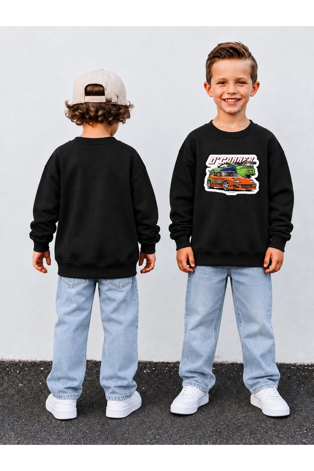 Crew Neck Sweatshirt for Boys, Printed 3-Yarn Hooded Winter Sweatshirt